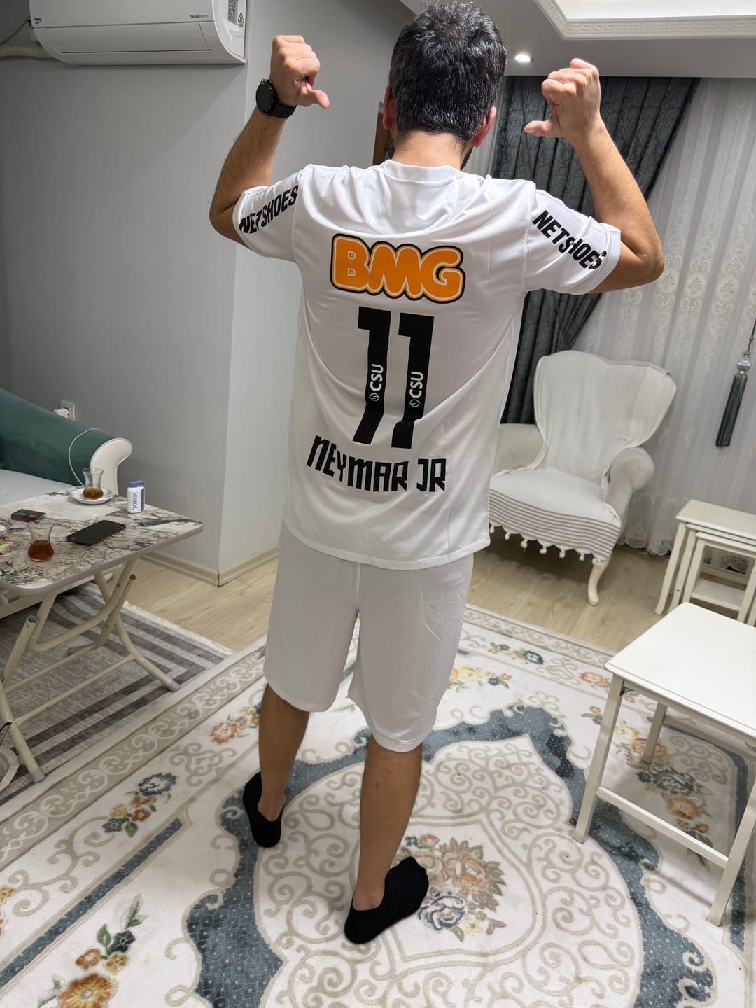 Customer photo review of Neymar Jr Santos FC Retro Football Jersey Kit