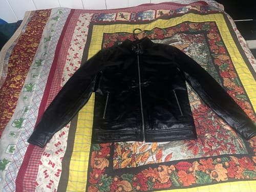 Customer photo review of Owen Men's Black Cafe Racer Style Real Leather Jacket