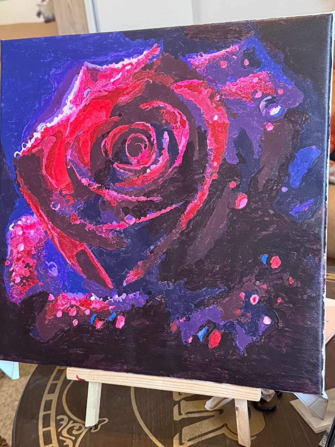 Customer photo review of Malen nach Zahlen - Rote Rose mit Wassertropfen