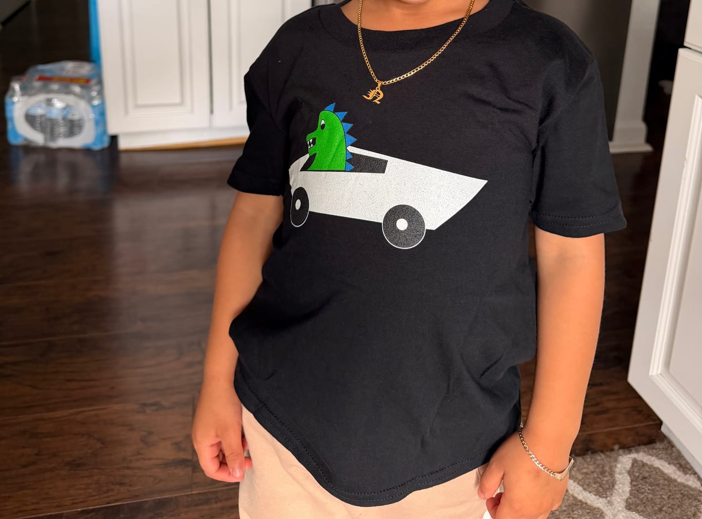 Customer photo review of Kids Gothic Letter Necklace w/ Cuban Chain