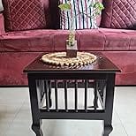 Customer photo review of Mango Wood Walnut Finish Handmade Carving Classic Side Table for Living Room