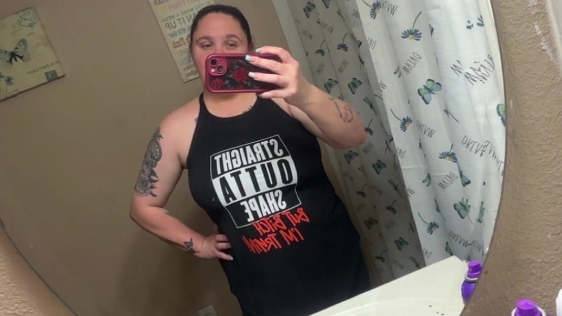 Customer photo review of Straight Out Of Shape Rocker Tank