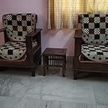 Customer photo review of Mango Wood Walnut Finish Handmade Carving Classic Side Table for Living Room