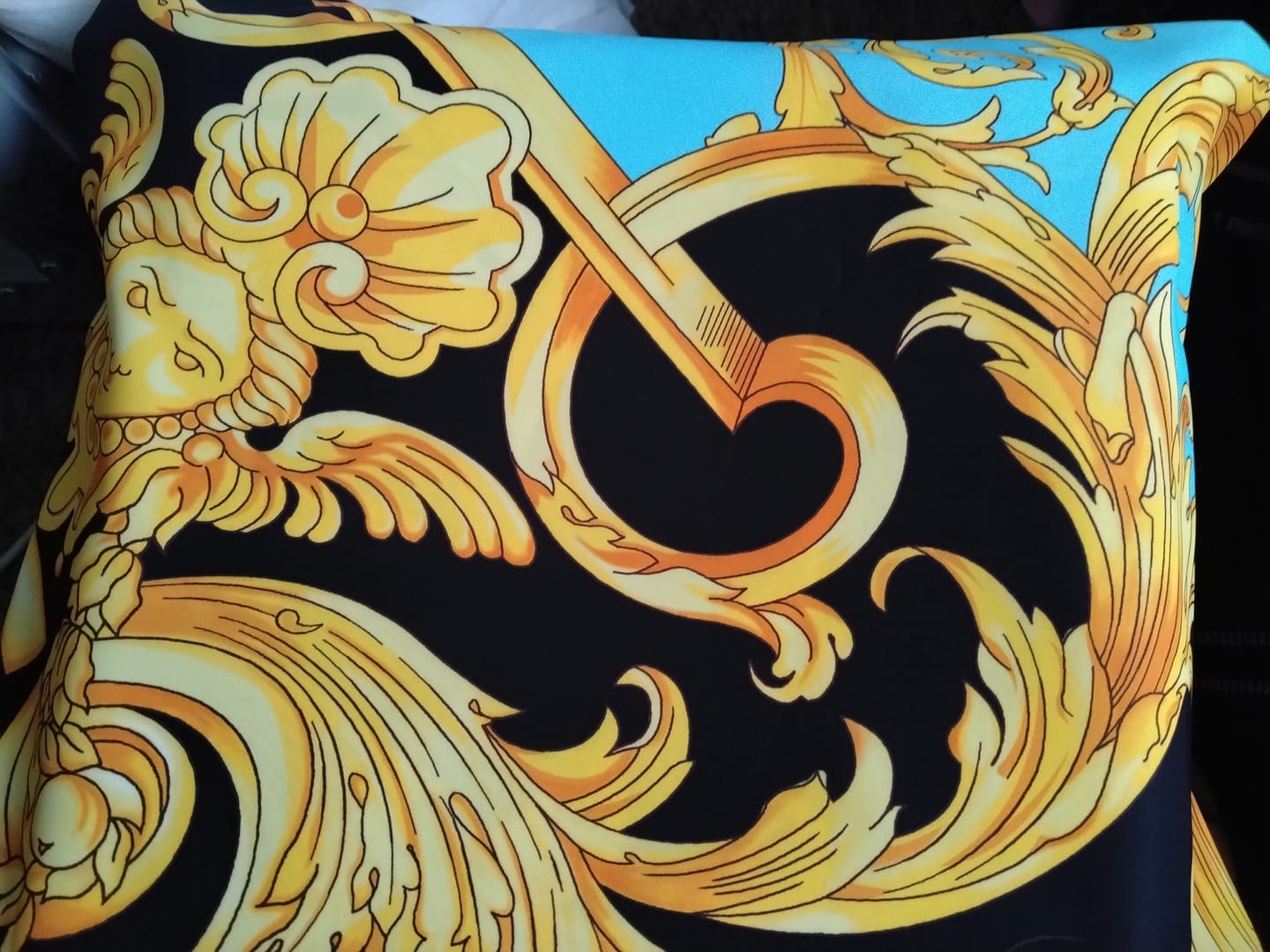 Customer photo review of Luxurious Baroque Medusa Pattern Fabric in Black and Gold