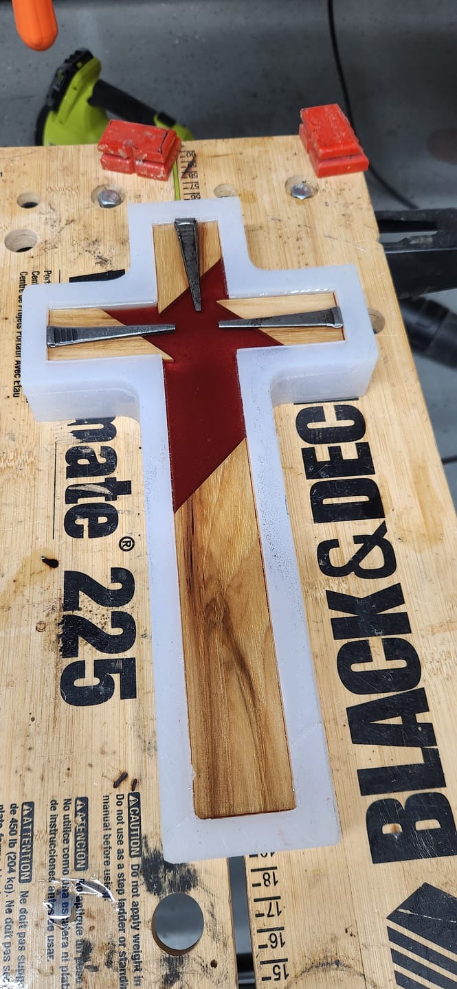 Customer photo review of 12x6x1" Cross Silicone Mold For Epoxy Resin - Medium Cross Mold