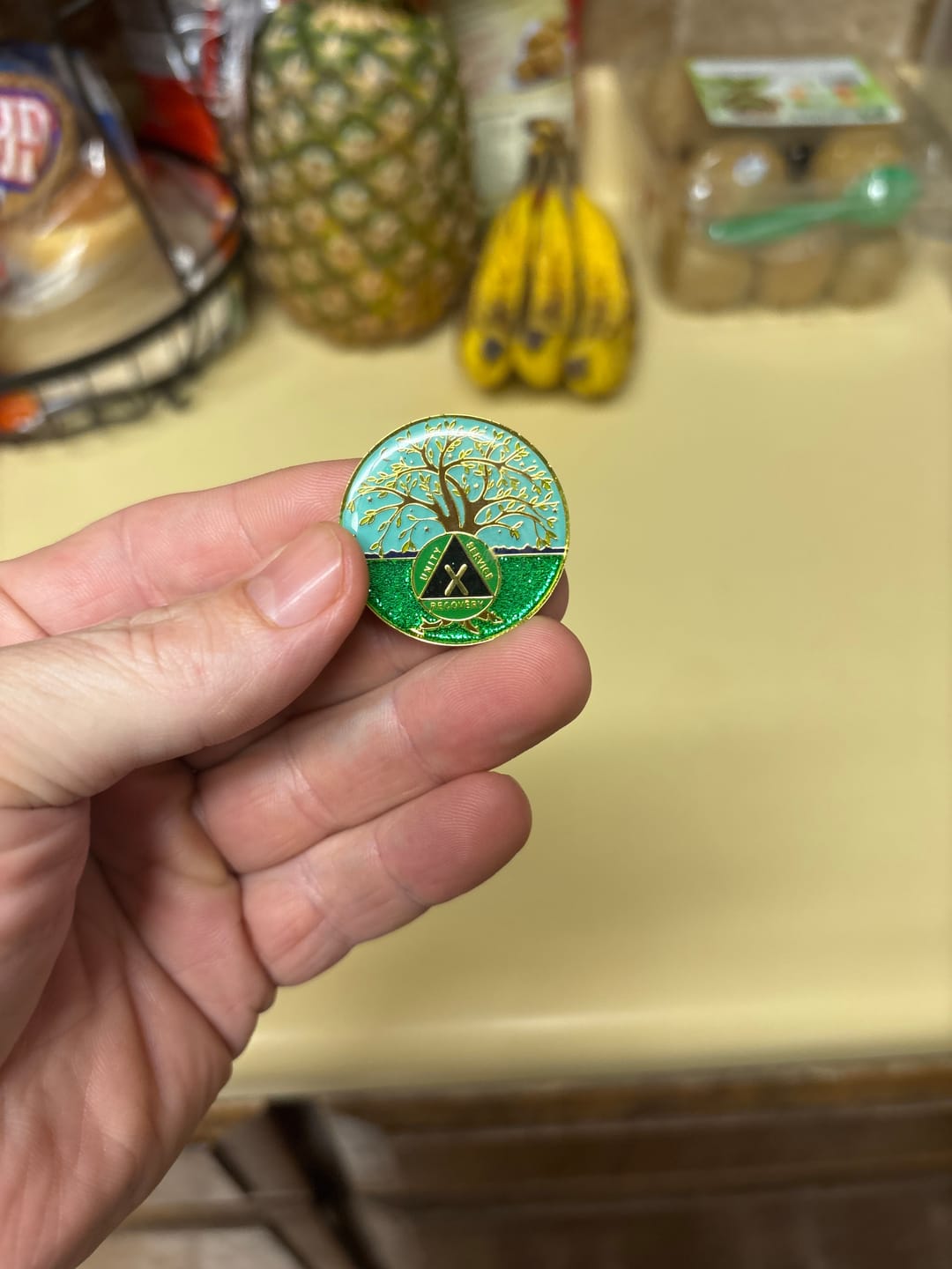 Customer photo review of 1 to 60 Year Tree of Life Specialty AA Recovery Medallion - Tri-Plated Chip/Coin