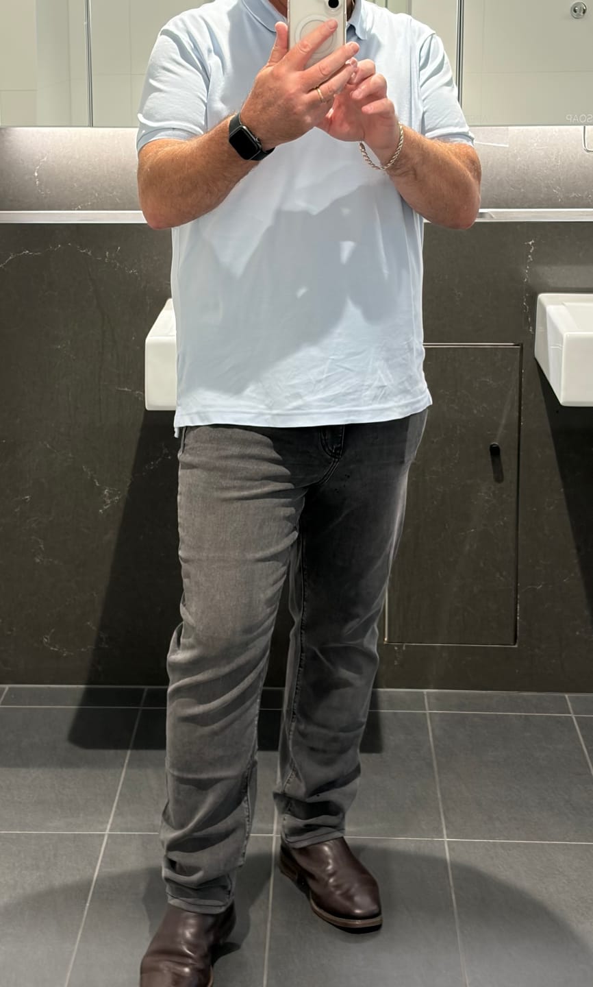 Customer photo review of Active Tapered Slim Fit Jeans - Grey