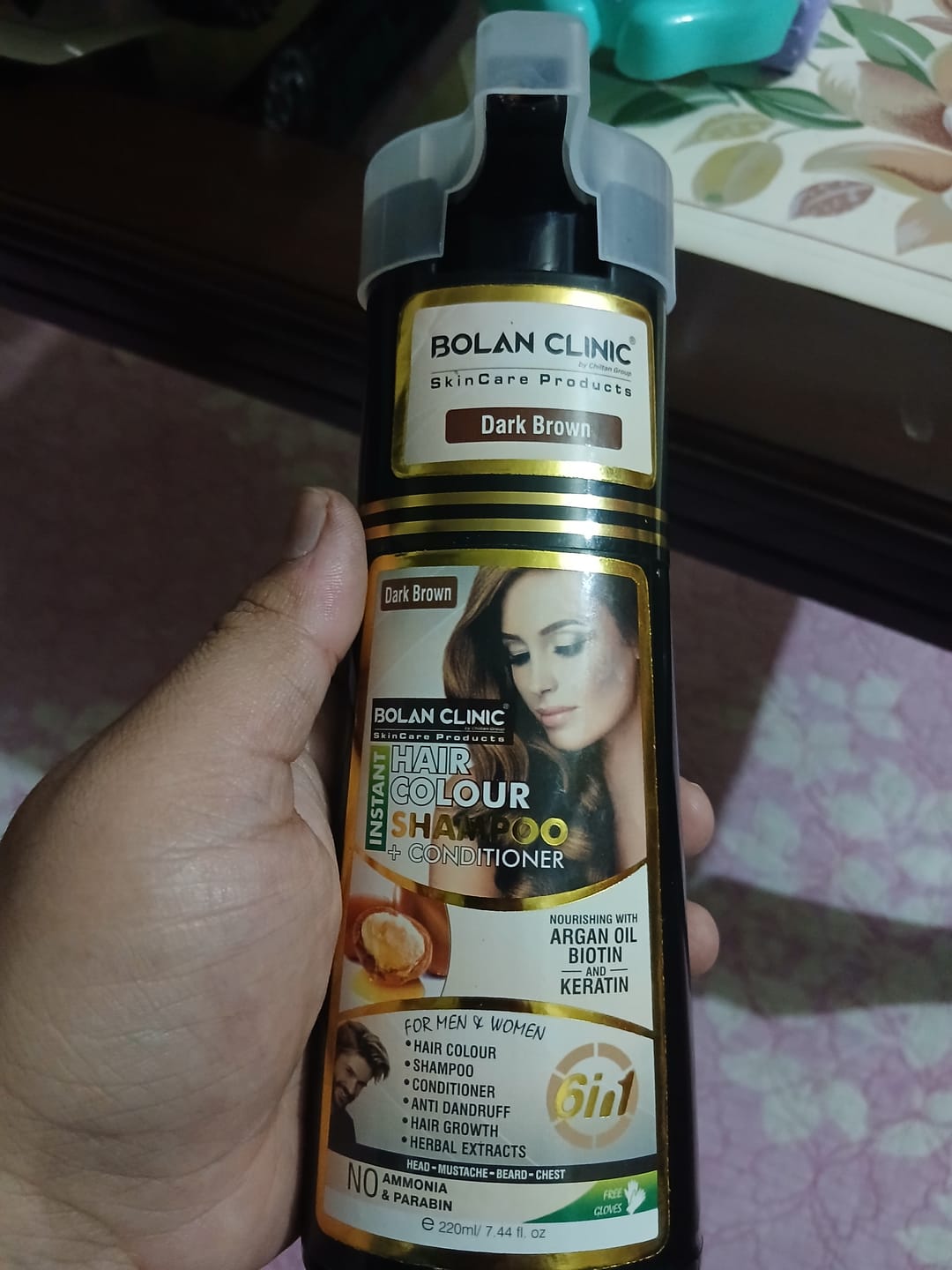 Customer photo review of Instant Hair Color Shampoo In Pakistan + Conditioner (Dark Brown) – Shampoo Hair Dye For Men & Women
