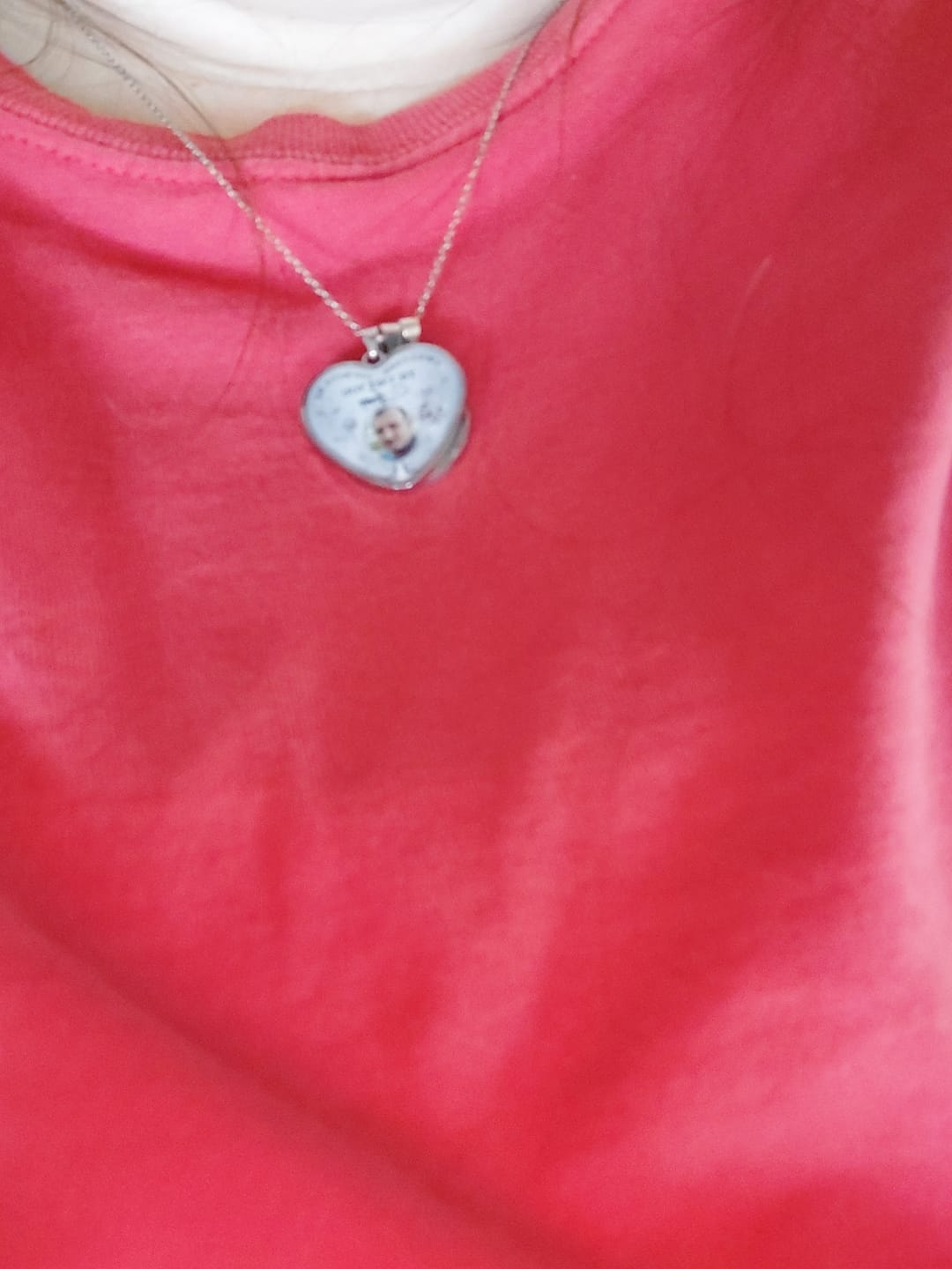 Customer photo review of Custom Photo Memorial Necklace/Keychain "I Will Carry You With Me” - N001