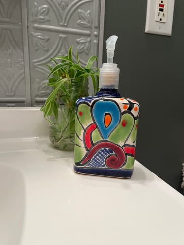 Customer photo review of Talavera Soap Dispenser Lotion Dispenser Talavera Bathroom Accessories Jabonera Colorful