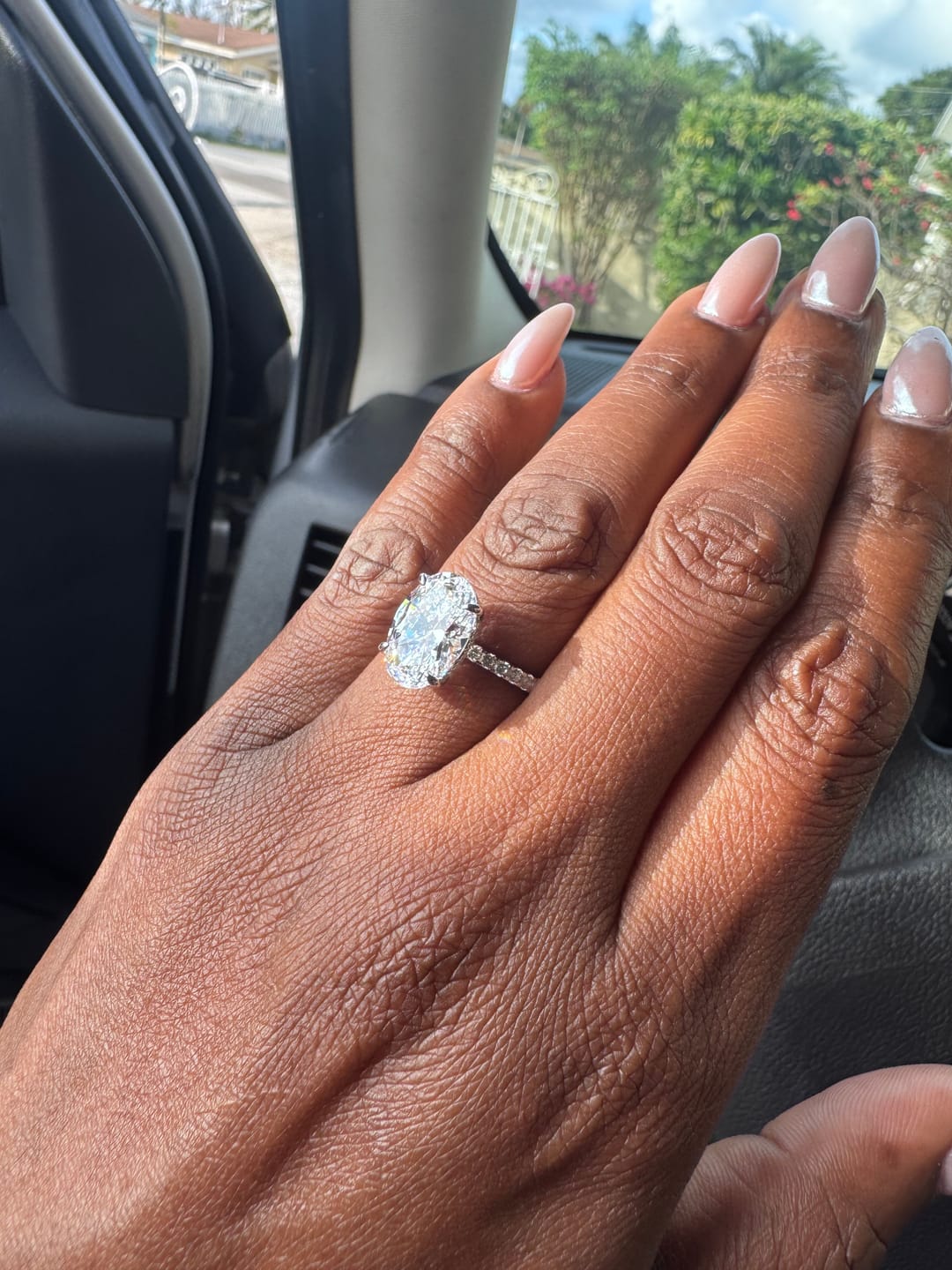 Customer photo review of S925 4.0Ct Oval Cut Classic Hidden Halo Pavé Engagement Ring Promise Ring