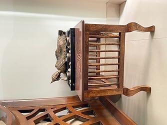 Customer photo review of Mango Wood Walnut Finish Handmade Carving Classic Side Table for Living Room