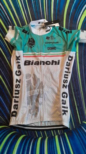 Customer photo review of blue Bianchi Short Sleeve Cycling Jersey