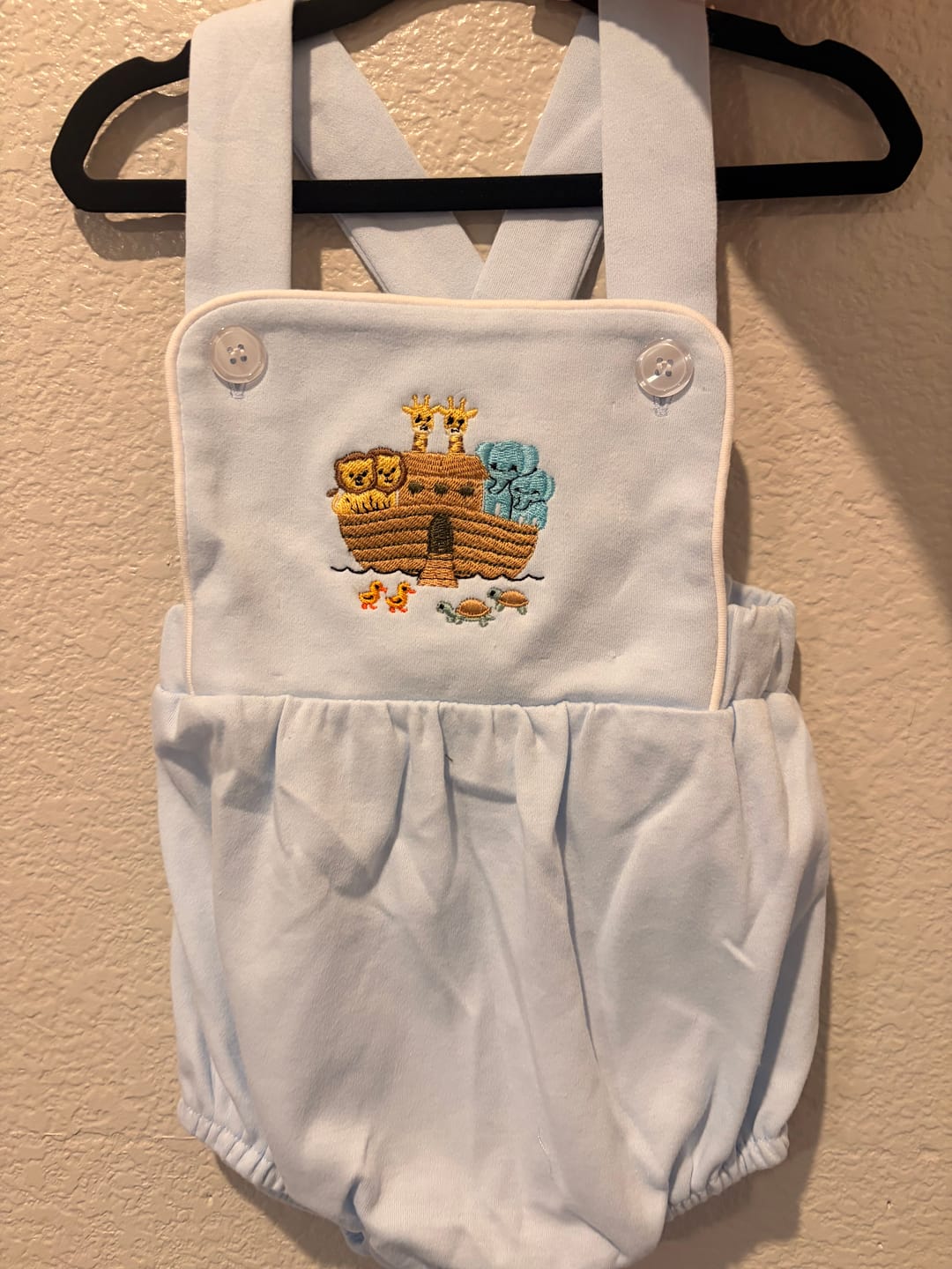 Customer photo review of Unisex Vintage Bubble Romper