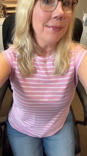 Customer photo review of Kally Striped Tall Tank - Pink Berry/White