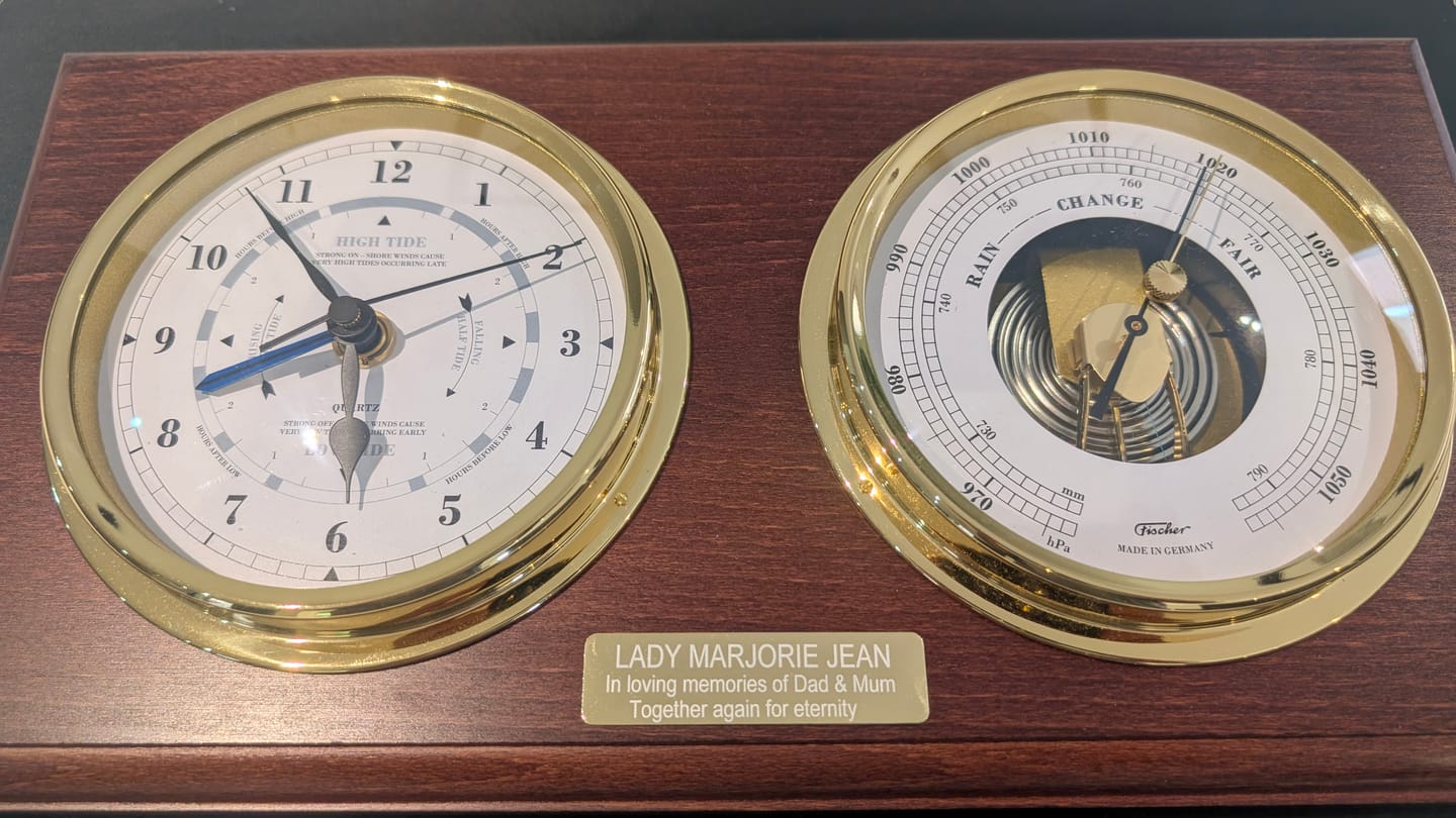 Customer photo review of Barometer & Tide Clock - Mahogany & Brass – Perfect for Marine Enthusiasts
