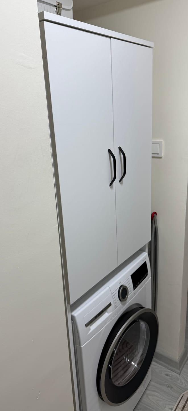 Customer photo review of Rani KD110 Çamaşır Makinesi Dolabı 2 Kapaklı 2 Raflı Banyo Dolabı Beyaz