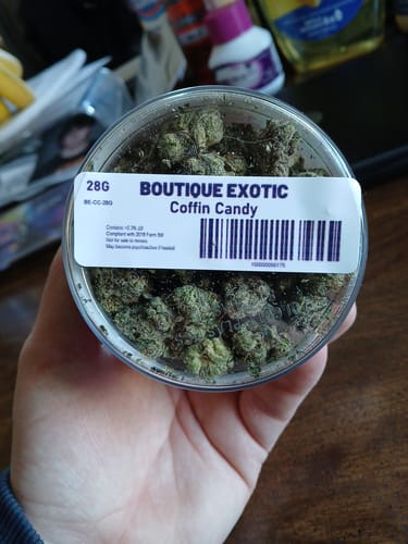Customer photo review of Boutique Exotics Coffin Candy - 28 Grams - Hybrid