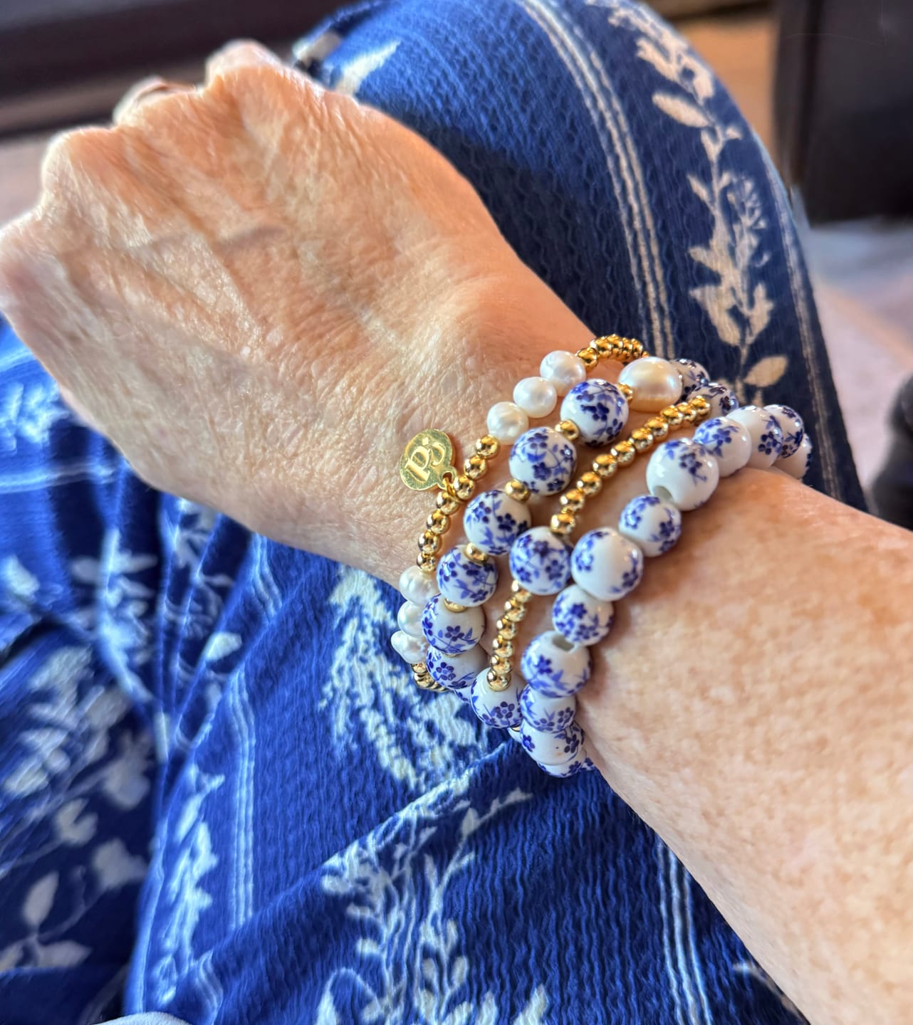 Customer photo review of Azure Bloom Pearl Bracelet