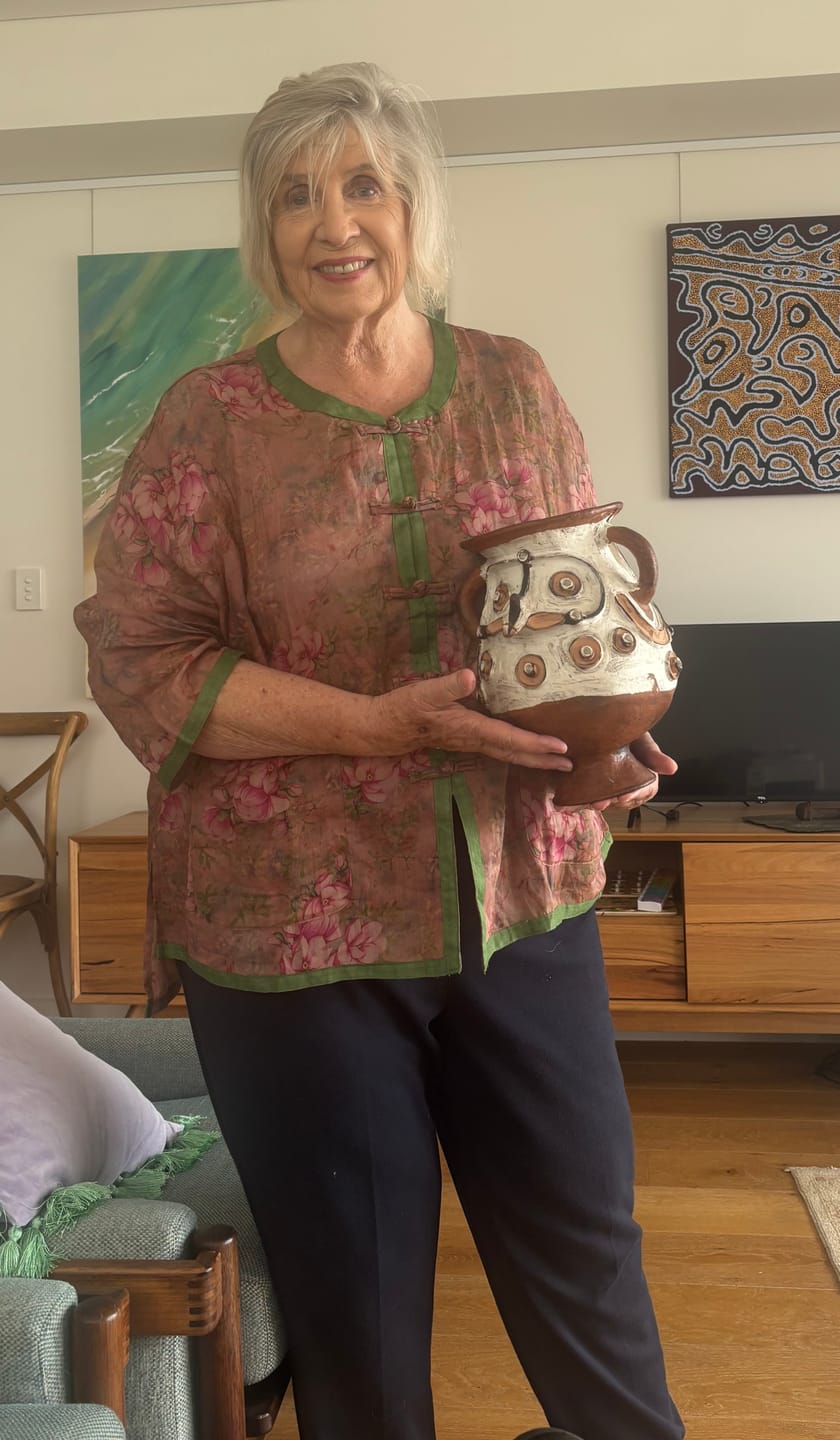 Customer photo review of Plus Size Women Ethnic Buttoned O-Neck Flower 100%Ramie Shirt