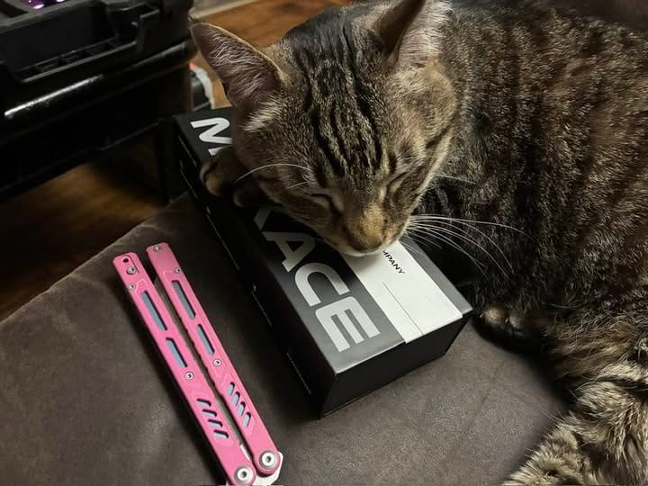 Customer photo review of Maxace Banshee Balisong G10/PEI Patch Handle 10Cr15CoMoV Stone Washing Blade Bushing