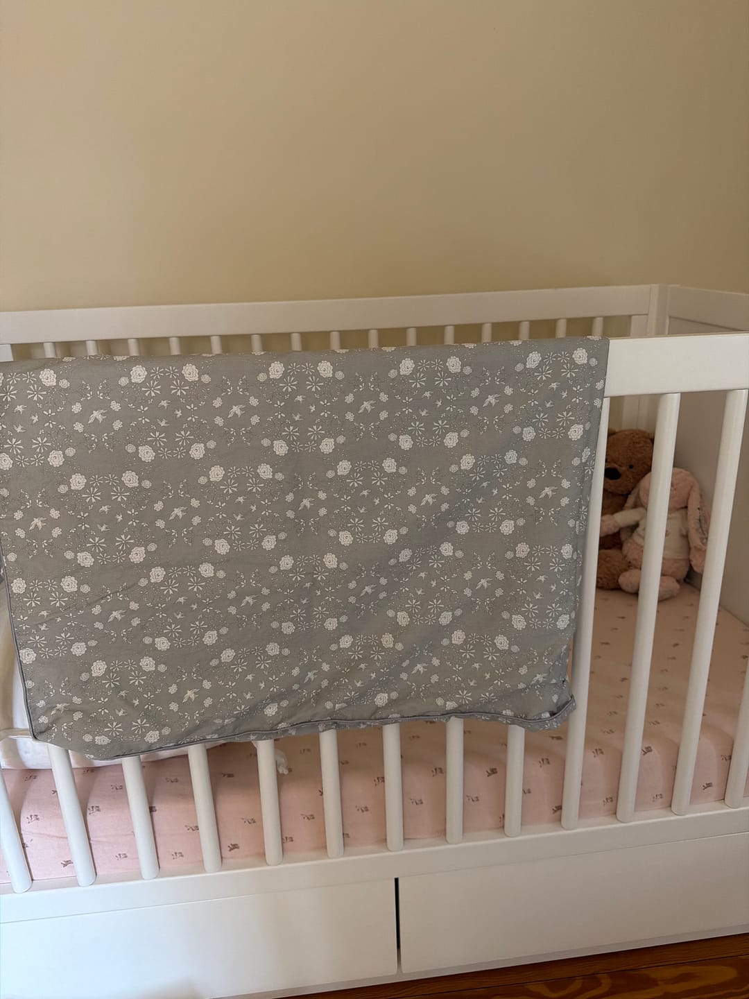 Customer photo review of Bird's Song Toddler Duvet - Grey