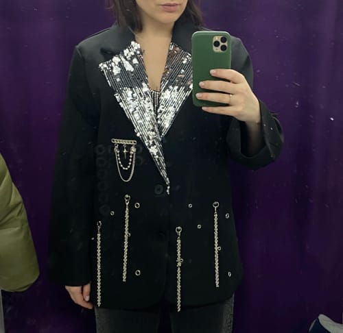 Customer photo review of Embellished Oversized Blazer in Black