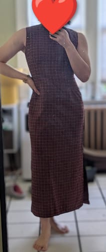 Customer photo review of Yan Hong 砚红 Red Ink Modernized Plaid Flannel Sleeveless Qipao