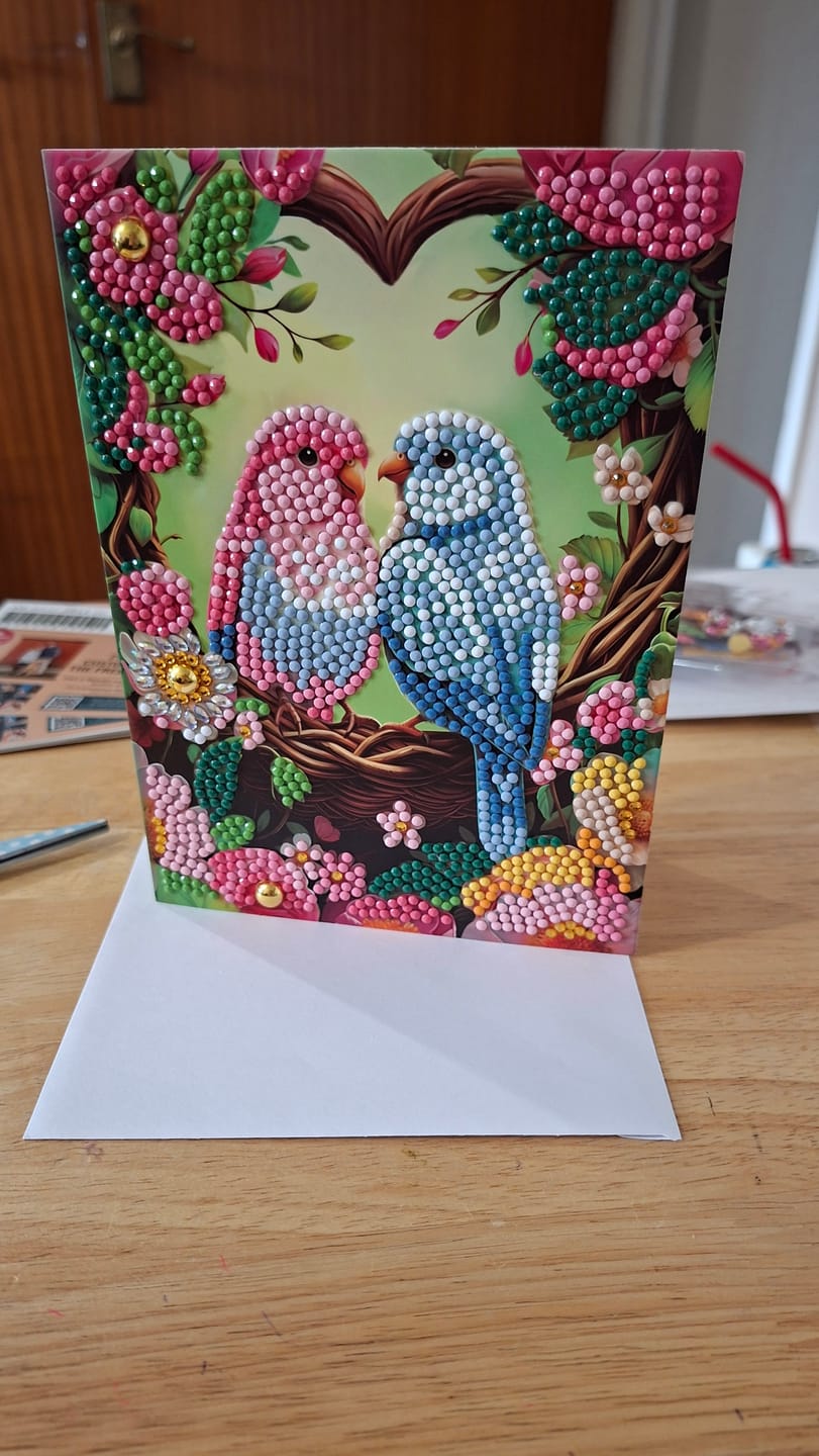 Customer photo review of Floral Birds Crystal Art Card Kit 12.6cm x 17.5cm