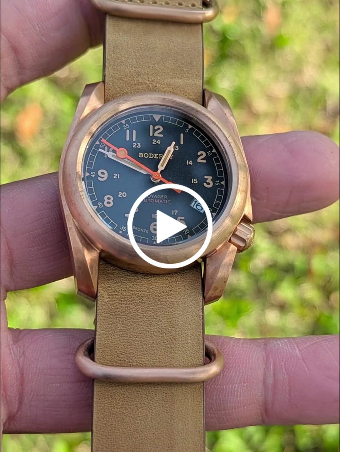 Customer video review of VOYAGER - 100M Waterproof Bronze Automatic Field Watch | Black