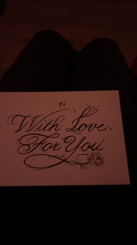 Customer's brand card from the order reading 'With Love For You' in black calligraphy.
