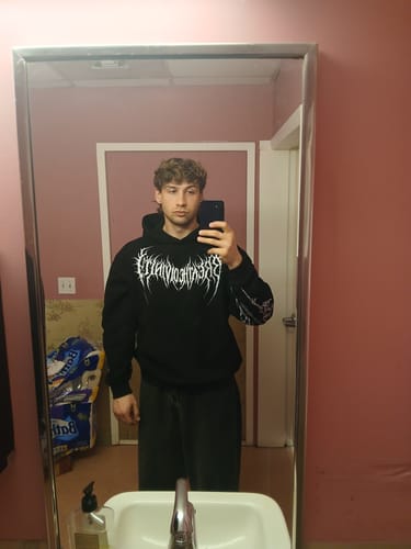 Customer photo review of Dragon Blade Oversized pullover hoodie [VOID BLACK]