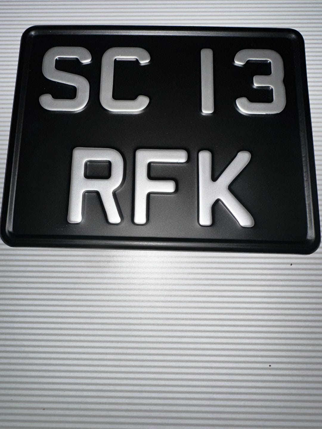 Customer photo review of Classic Metal Pressed 7.5 × 6 Motorbike Number Plate