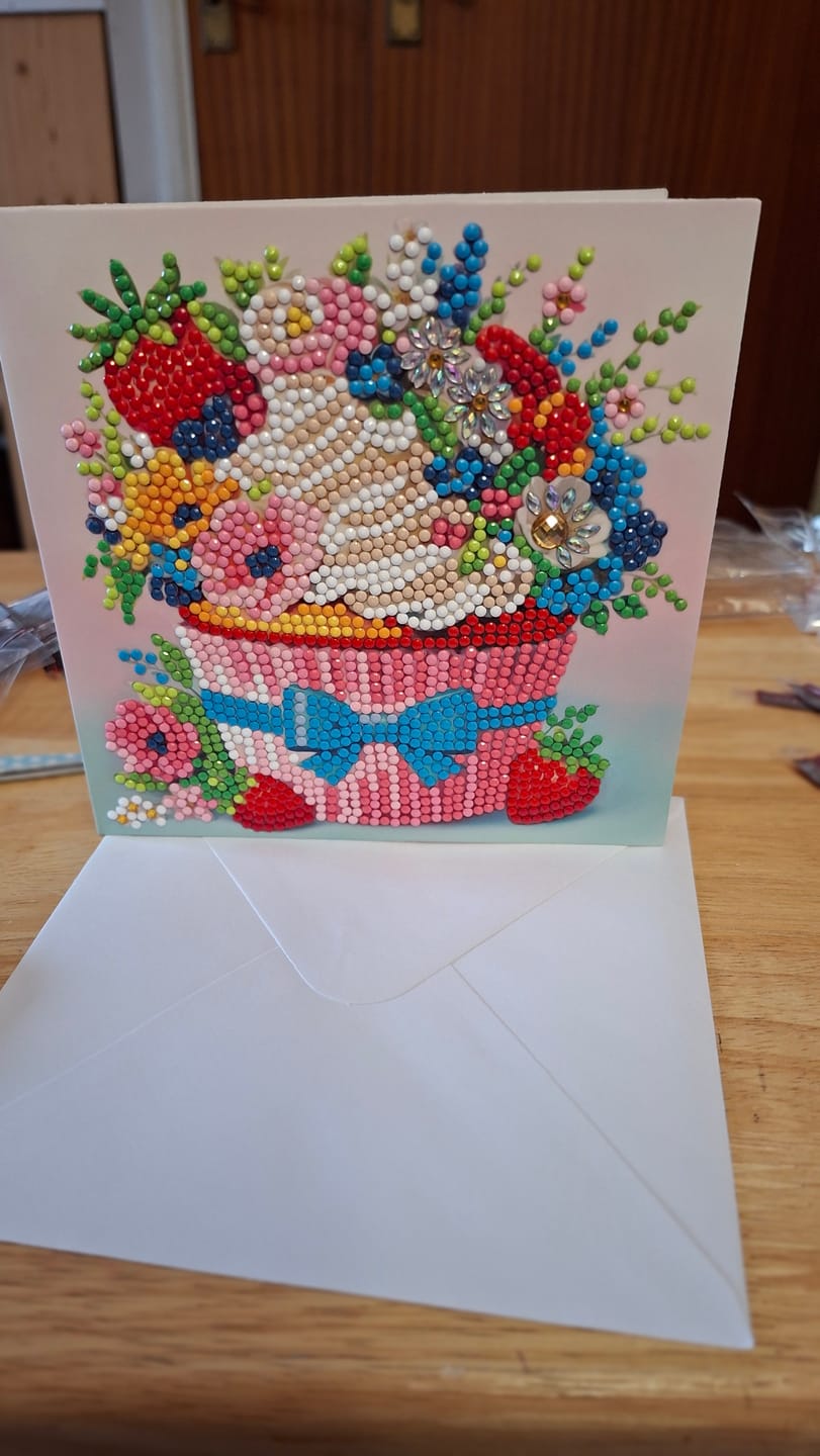 Customer photo review of Strawberry Cupcake Crystal Art Card Kit 15cmx15cm