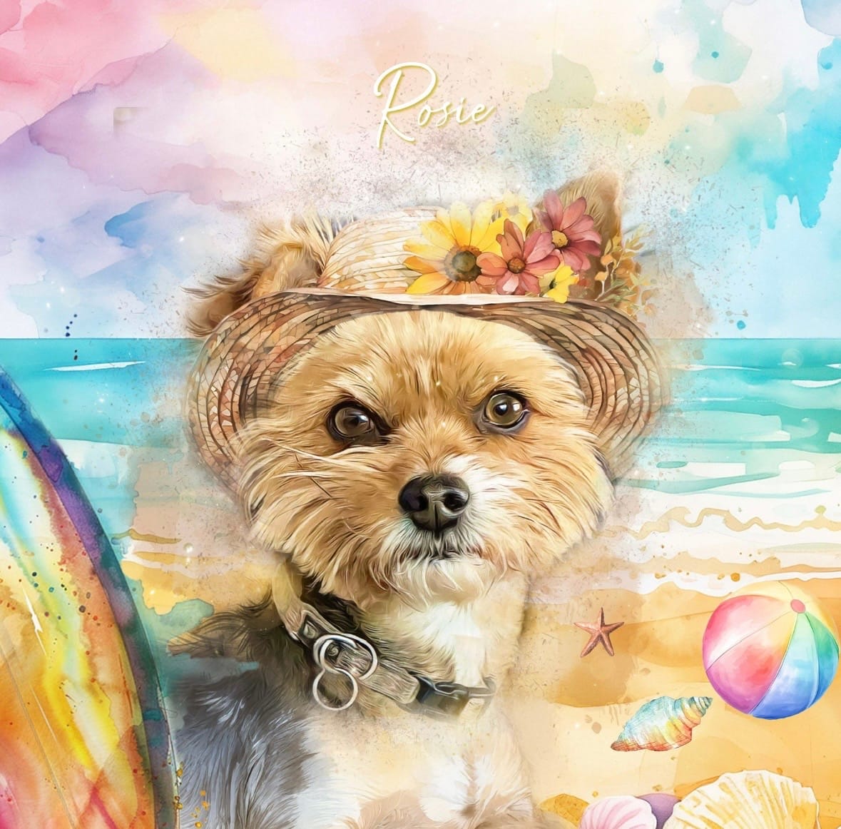 Customer photo review of Custom Watercolor Pet Portrait – SummerTime (ST)