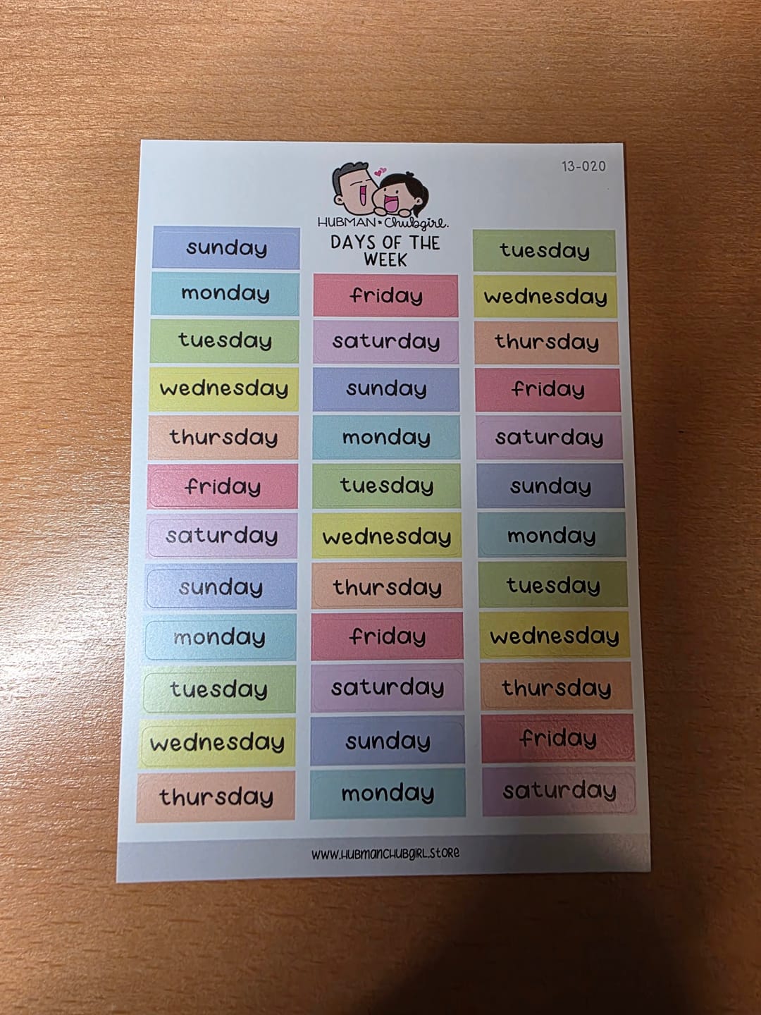 Customer photo review of Days of the Week - Rainbow Unicorns Planner Stickers
