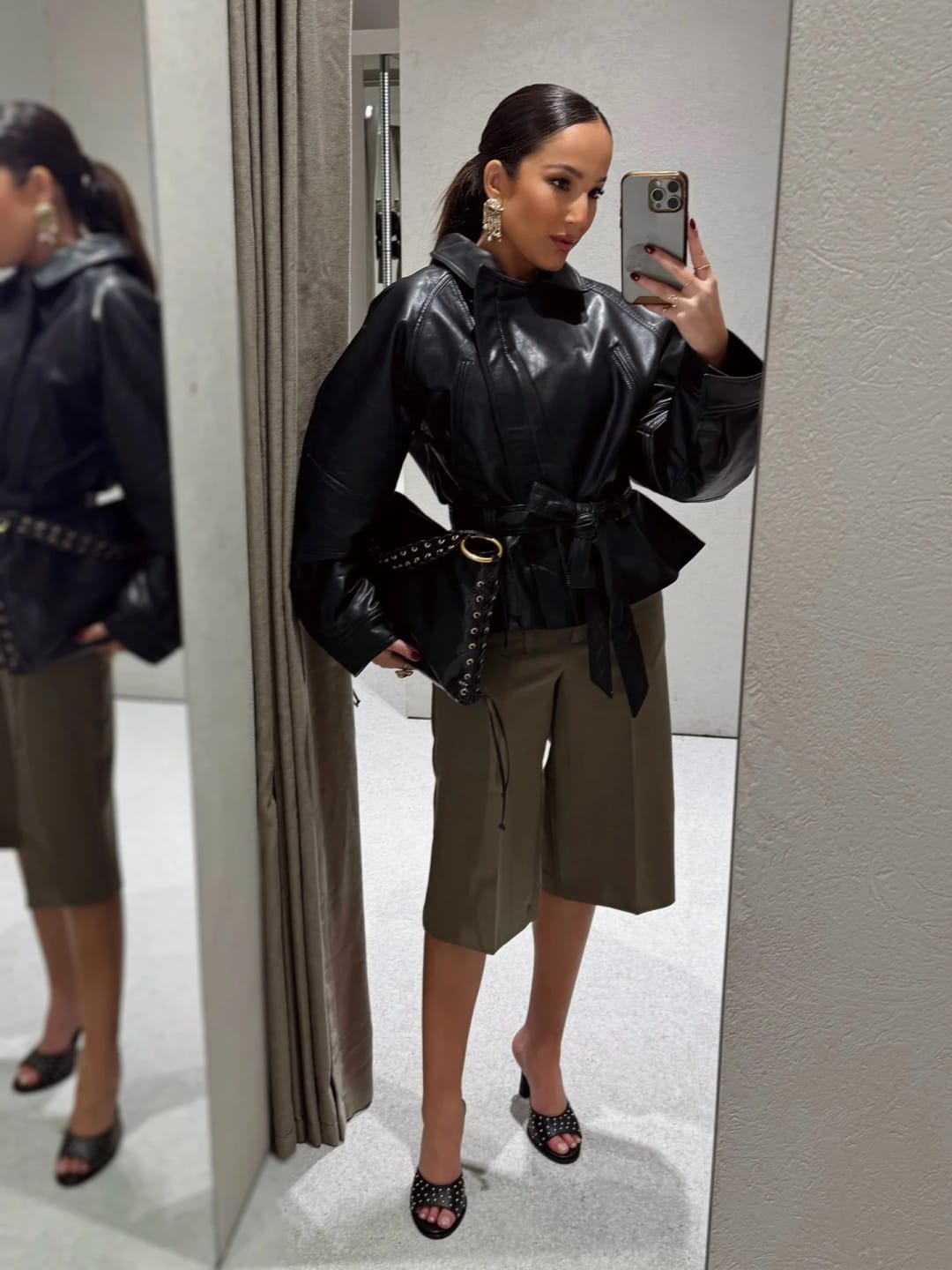 Customer photo review of Maggie Faux Leather Motorcycle Jacket
