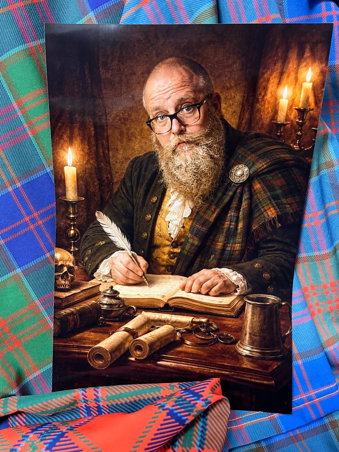 Customer photo review of Scottish Stewart of Appin Hunting Ancient Clan Badge Tartan Hawaiian Shirt