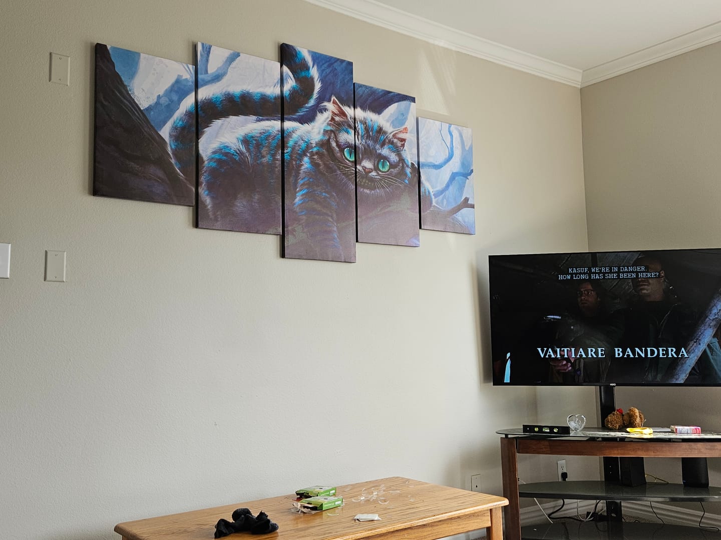 Customer photo review of Alice in Wonderland Cheshire Cat Wall Art | Canvas Painting Framed