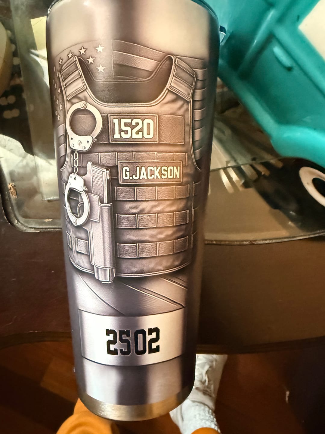 Customer photo review of Serve And Protect - Personalized Police Officer Tumbler