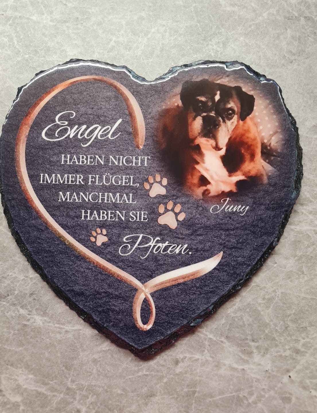 Customer photo review of Personalisiertes Schieferherz - Engel haben Pfoten