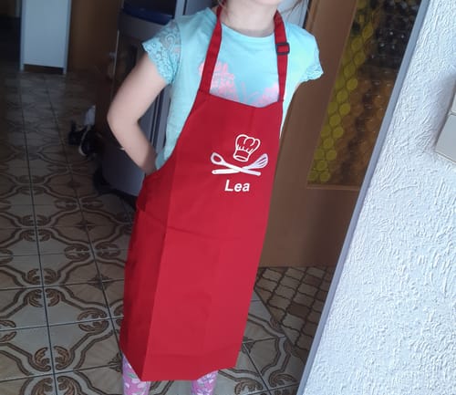 Customer photo review of Kinderschürze Kochschürze Backschürze mit Namen und Motiv