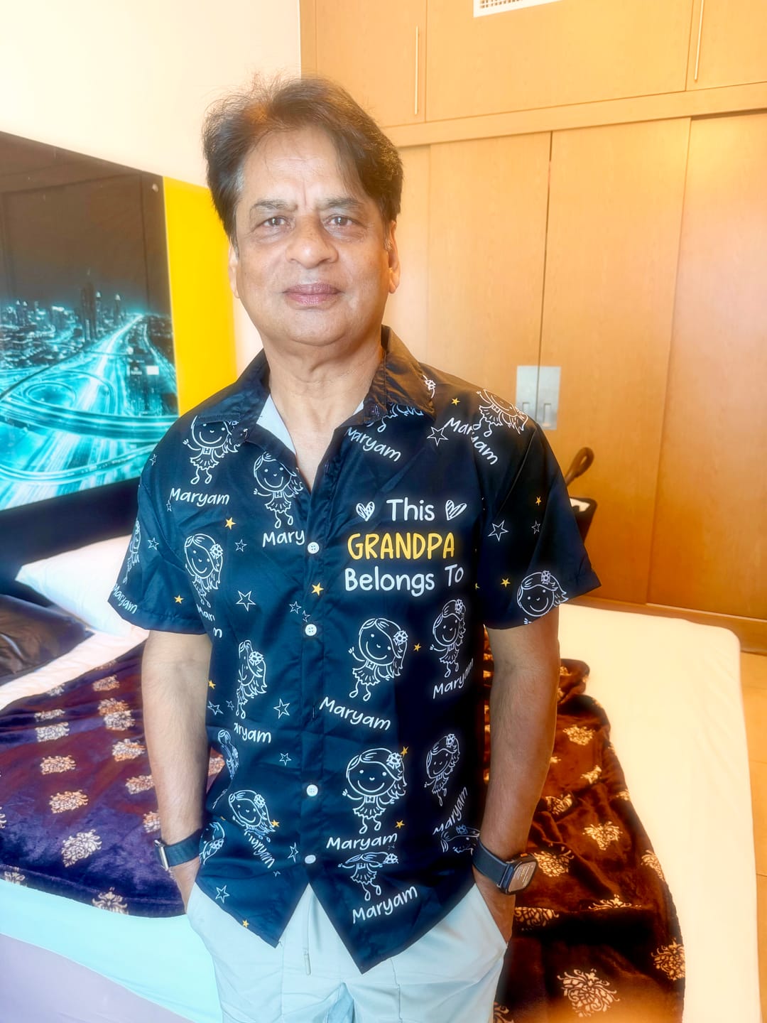 Customer photo review of Personalized Hawaiian Shirt- This Grandpa Belongs To Doodle