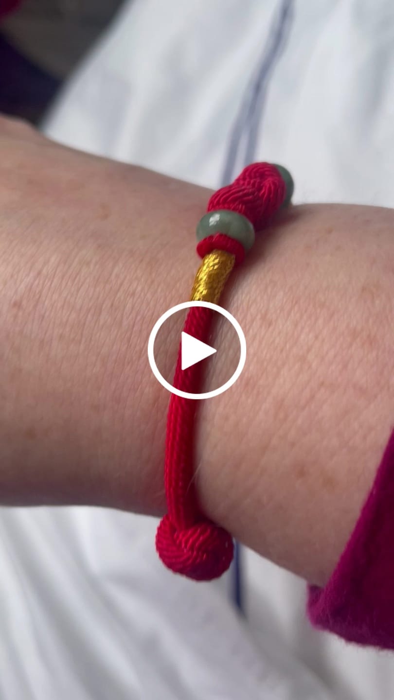 Customer video review of Buddha Stones Red String Jade Luck Fortune Knot Braided Couple Bracelet