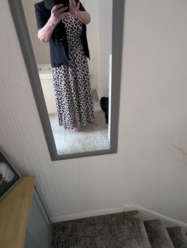 Customer photo review of Elegant Leopard Print V-Neck Dress