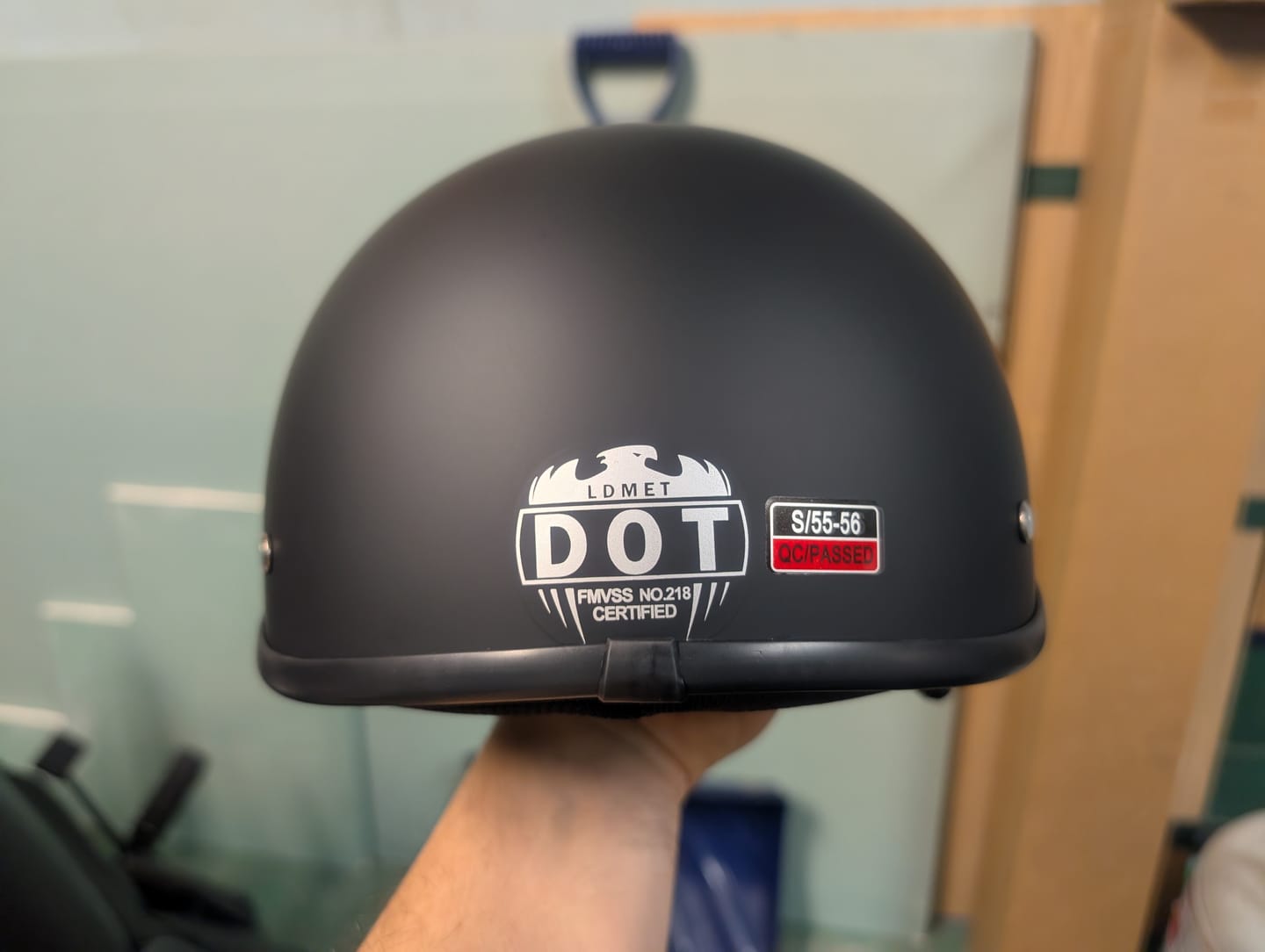 Customer photo review of World's Smallest & Lightest DOT Open Beanie Helmet - Matte Black
