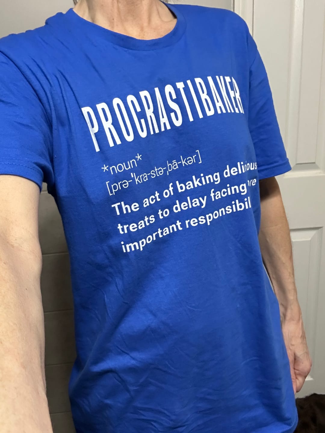 Customer photo review of Procrastibaker T-Shirt