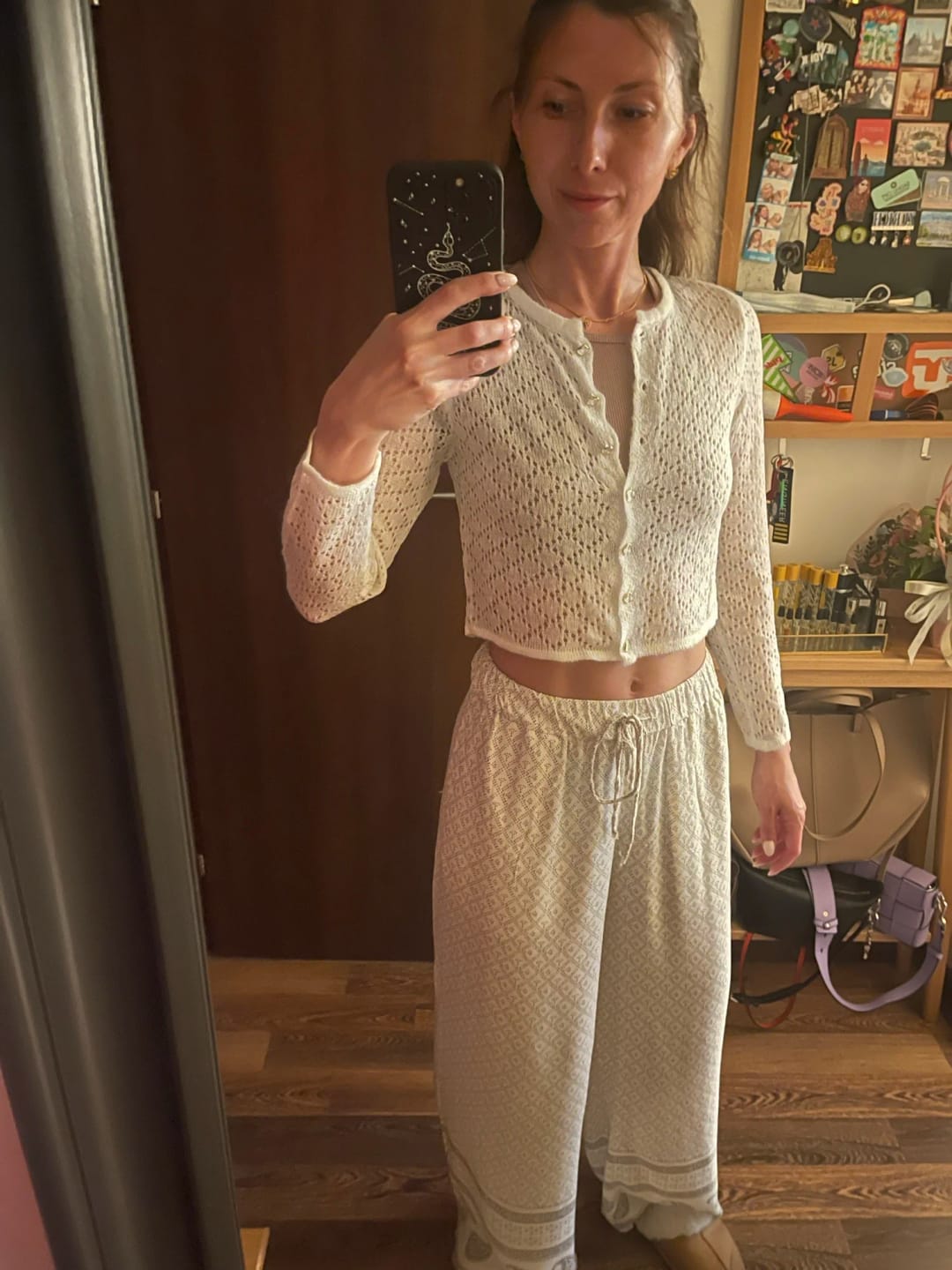 Customer photo review of Tessa Sheer Cropped Cardigan