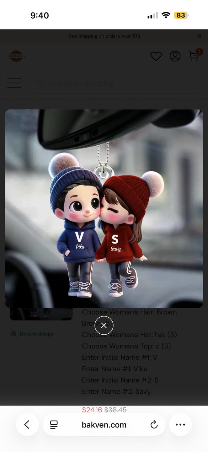 Customer photo review of Cute Cartoon Couple Walking Personalized Ornament