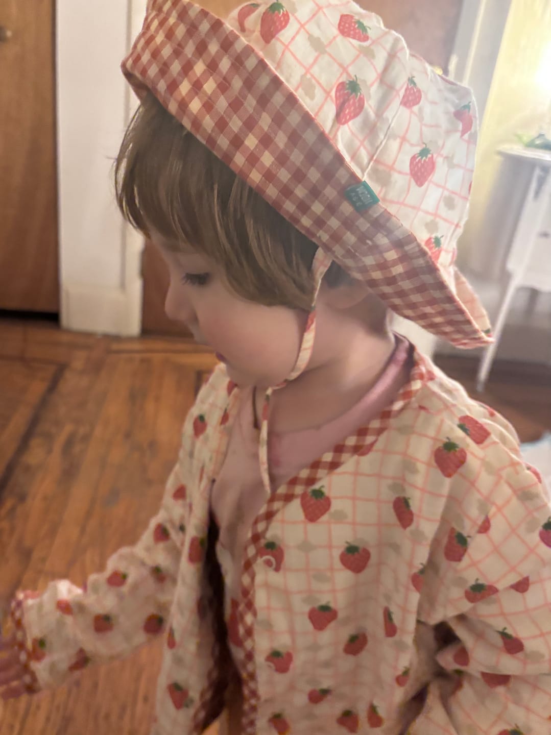 Customer photo review of Strawberry Days Reversible Collarless Spring Jacket